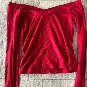 Off the shoulder red top